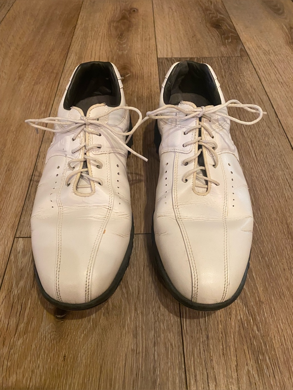 FootJoy Contour Series Mens Golf Shoes SZ 10 White Leather Spiked 54158 VGC